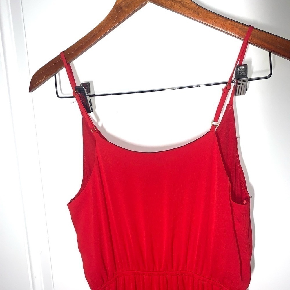 Flying Tomato Cherry Red Chiffon tiered ruffled Maxi dress Small - Picture 9 of 9
